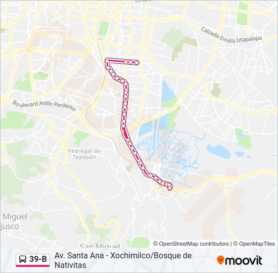 Mapa de 39-B de autobús