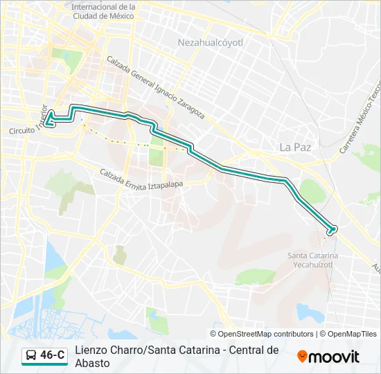 46-C Bus Line Map