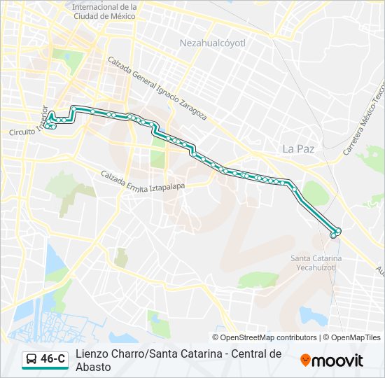 Mapa de 46-C de autobús