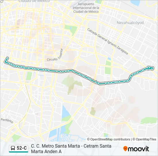 52-C Bus Line Map