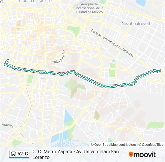 52-C Bus Line Map