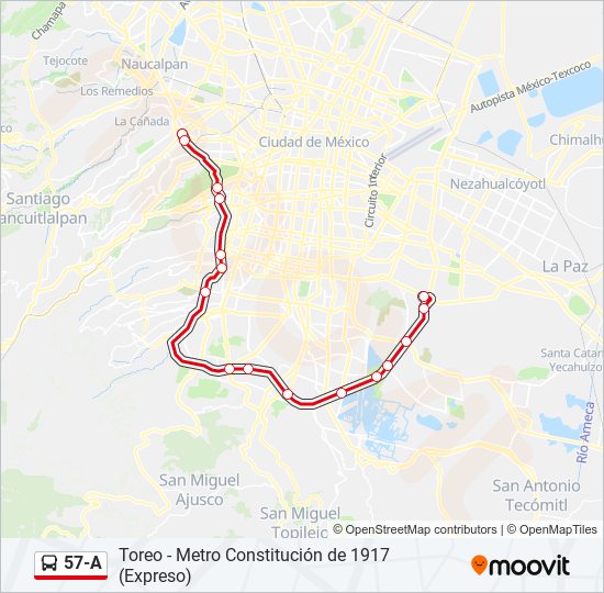 Mapa de 57-A de autobús