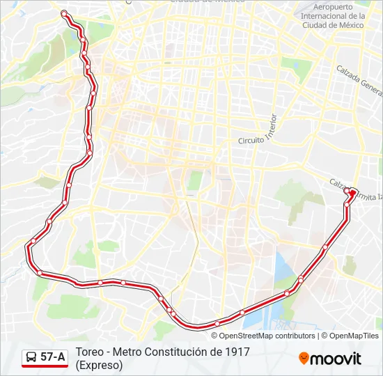 57-A Bus Line Map