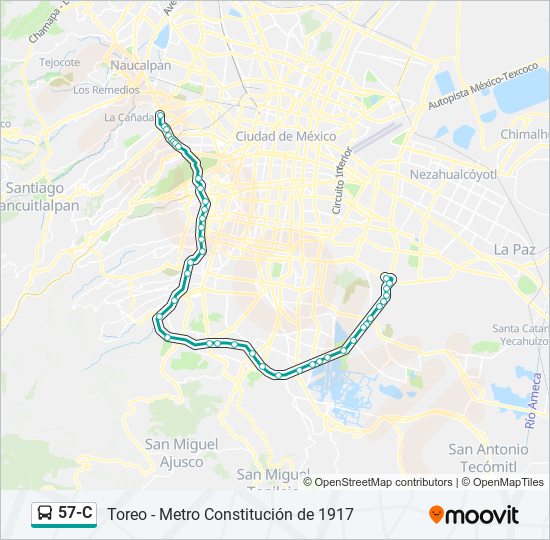 Mapa de 57-C de autobús