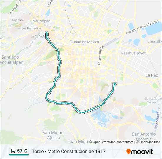 57-C Bus Line Map