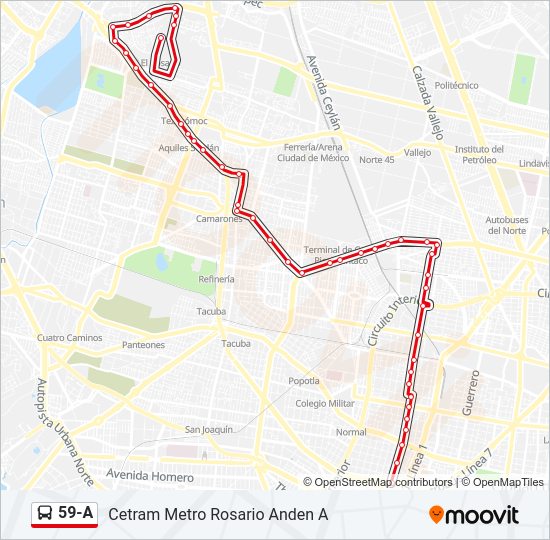 Mapa de 59-A de autobús