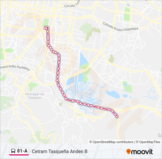 Mapa de 81-A de autobús