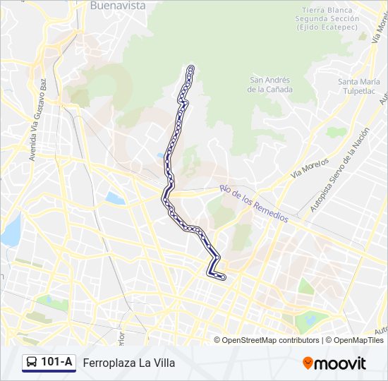 Mapa de 101-A de autobús