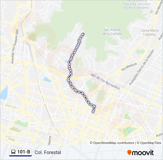 Mapa de 101-B de autobús