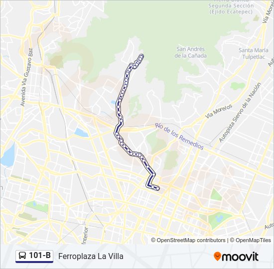Mapa de 101-B de autobús