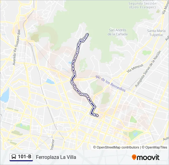 101-B Bus Line Map