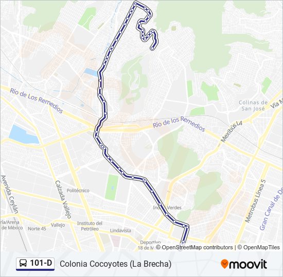 101-D bus Line Map