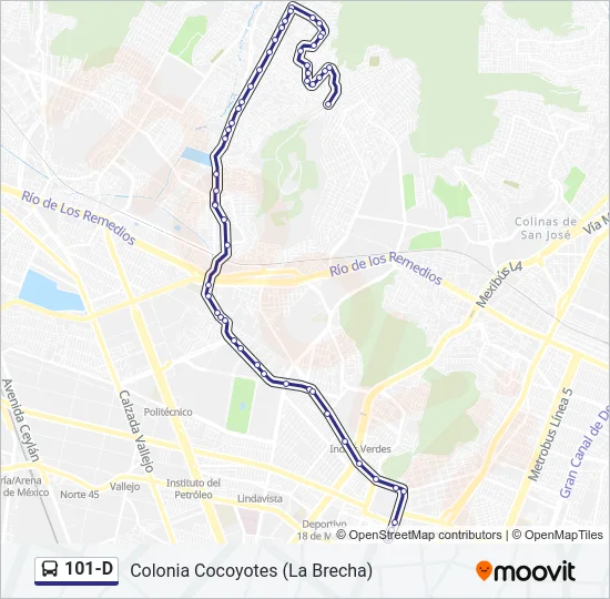 101-D Bus Line Map
