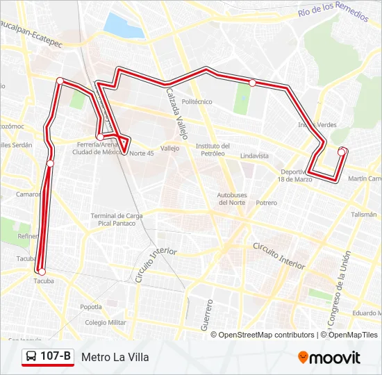 107-B Bus Line Map