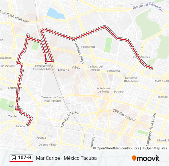 107-B Bus Line Map