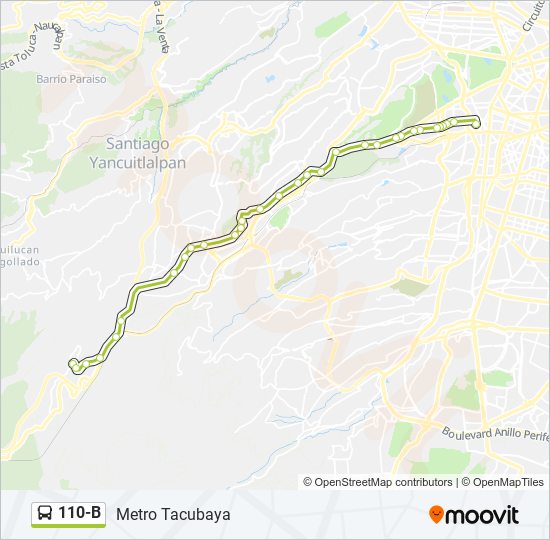 Mapa de 110-B de autobús