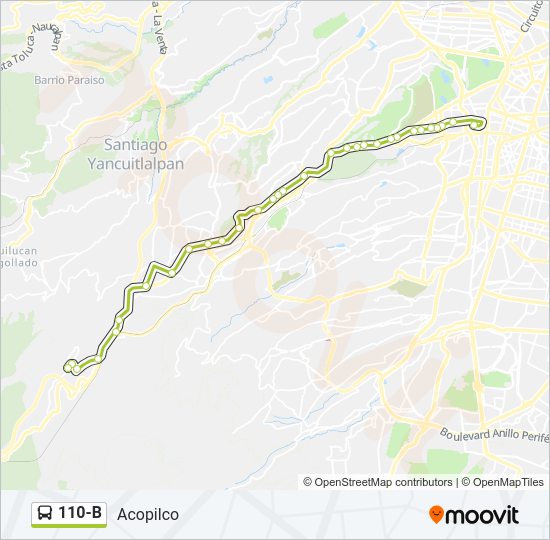 Mapa de 110-B de autobús