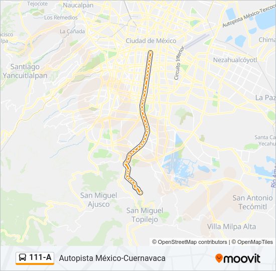 Mapa de 111-A de autobús