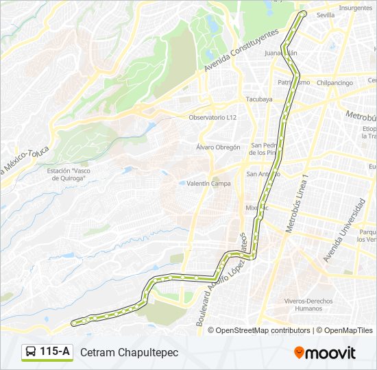 Mapa de 115-A de autobús