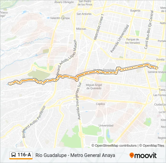 116-A Bus Line Map