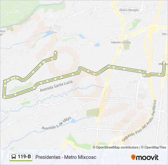 119-B bus Line Map