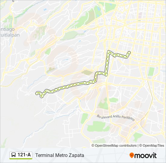 Mapa de 121-A de autobús