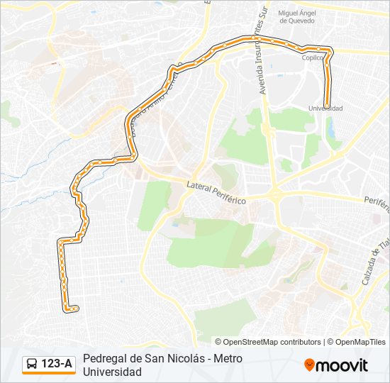 Mapa de 123-A de autobús