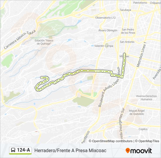 Mapa de 124-A de autobús