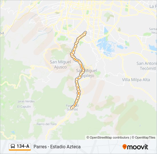 Mapa de 134-A de autobús