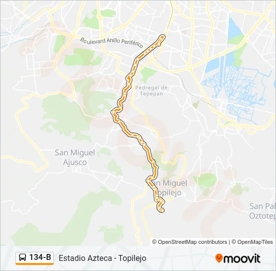 134-B Bus Line Map