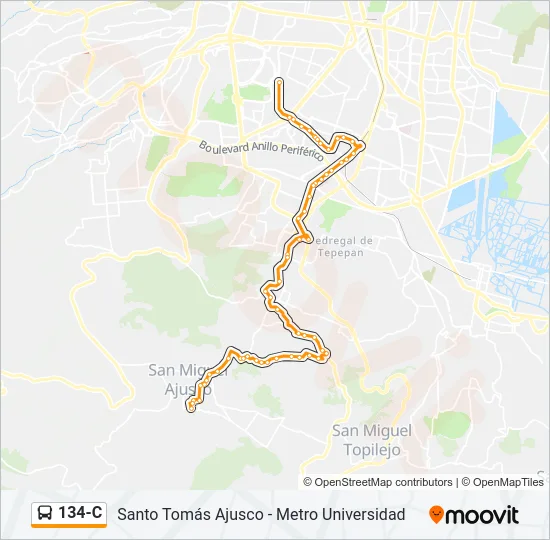 134-C Bus Line Map