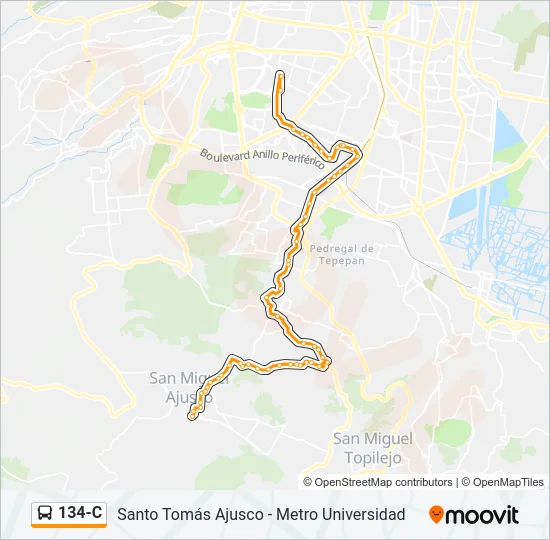 134-C Bus Line Map