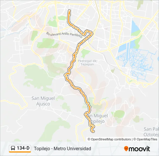 134-D Bus Line Map