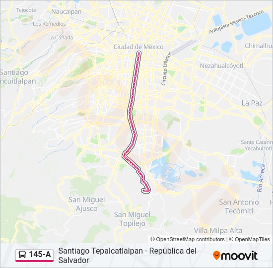 Mapa de 145-A de autobús