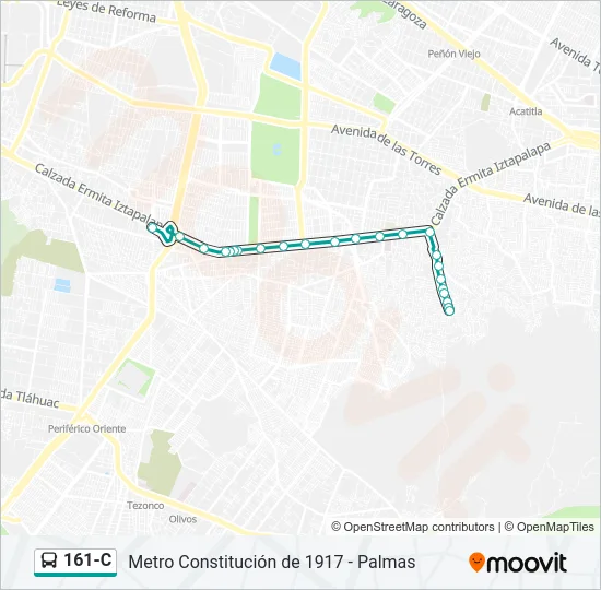 161-C Bus Line Map