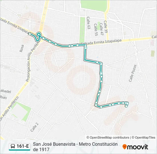 161-E Bus Line Map