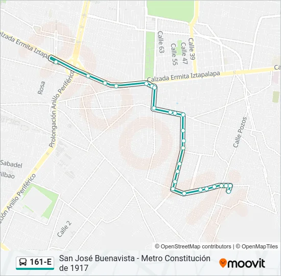 161-E Bus Line Map