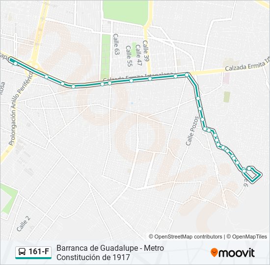 Mapa de 161-F de autobús