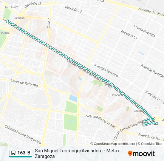 163-B Bus Line Map