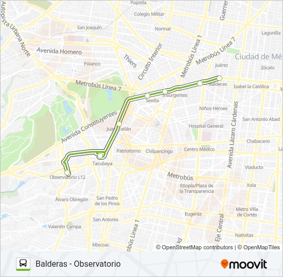 Mapa de ORDINARIO1 L1 de autobús