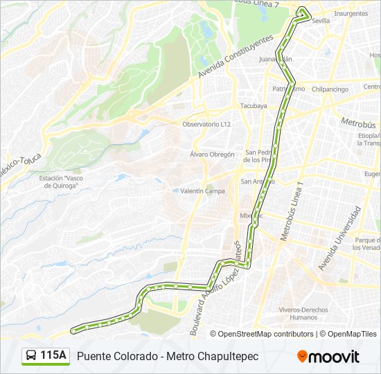 115a Route: Schedules, Stops & Maps - Metro Chapultepec (Updated)