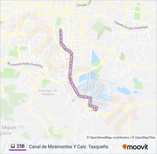 Mapa de 25B de autobús