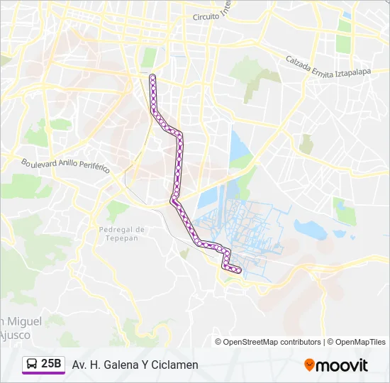 25B Bus Line Map
