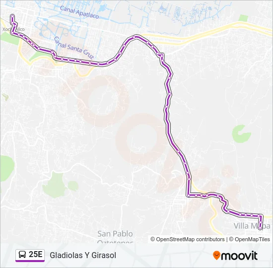25E Bus Line Map