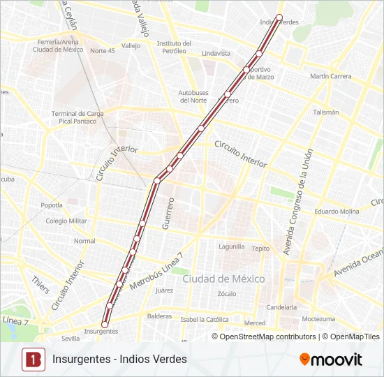 1 Bus Line Map