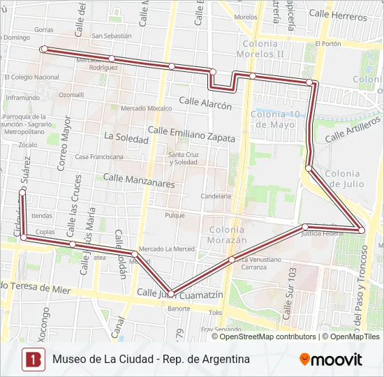 1 Bus Line Map