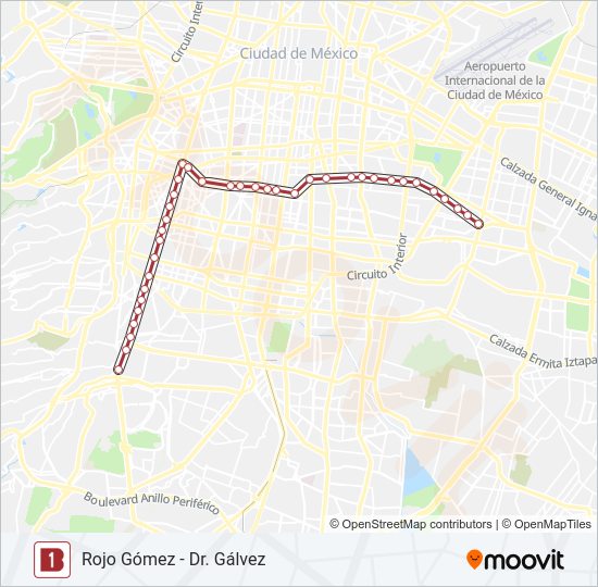 Mapa de 1 de autobús