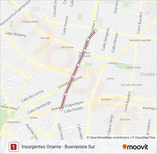 1 Bus Line Map