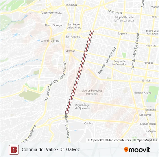 1 Bus Line Map
