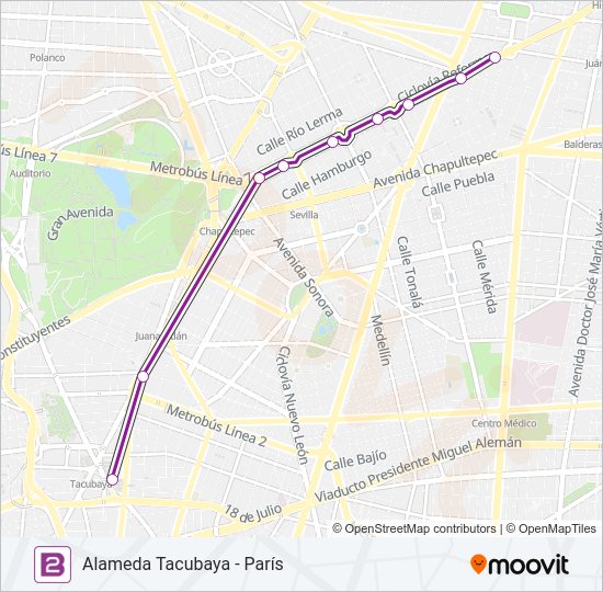 Mapa de 2 de autobús